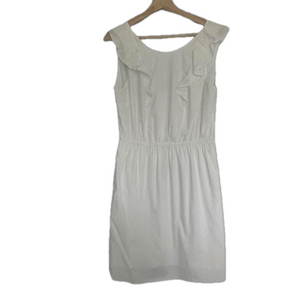 J. Crew Striped Ruffle Shoulder Dress White Size 6